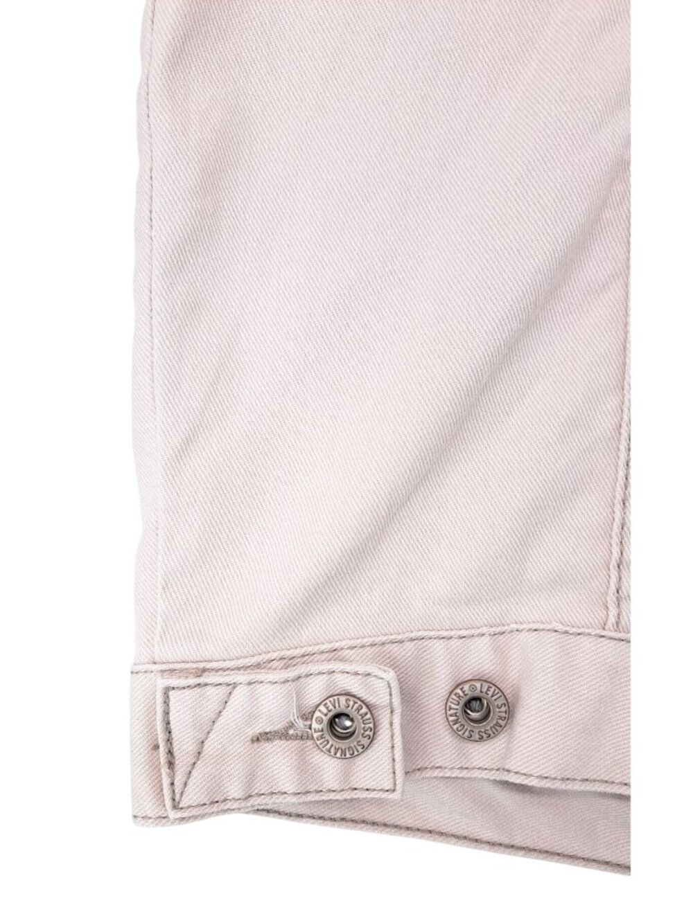 Levi Strauss Signature Women Medium Beige Denim Trucker Jacket Levi's Tan Jean - Picture 7 of 8